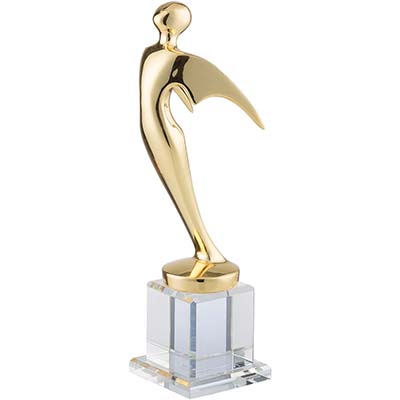 10.5in Metal Flying Figure & Crystal Base Award