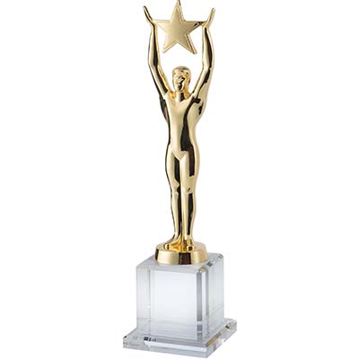 10.5in Metal Star Figure & Crystal Base Award