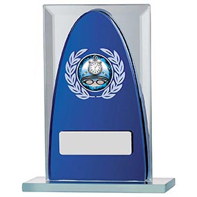 Rectangular Blue Mirror Glass Award 125mm