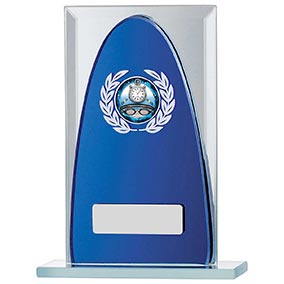 Rectangular Blue Mirror Glass Award 145mm