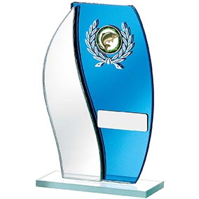 Curved Blue Mirror Glass Award 165mm