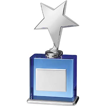 Metal Star Blue Crystal Base 20cm