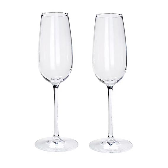 Clear Champagne Glass Pair 23cm